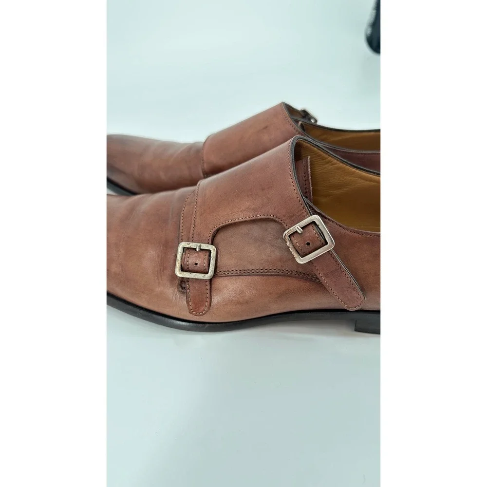 Paul Evans Poitier Mens Brown Leather Double Monk Strap Loafers Dress Shoes 9.5